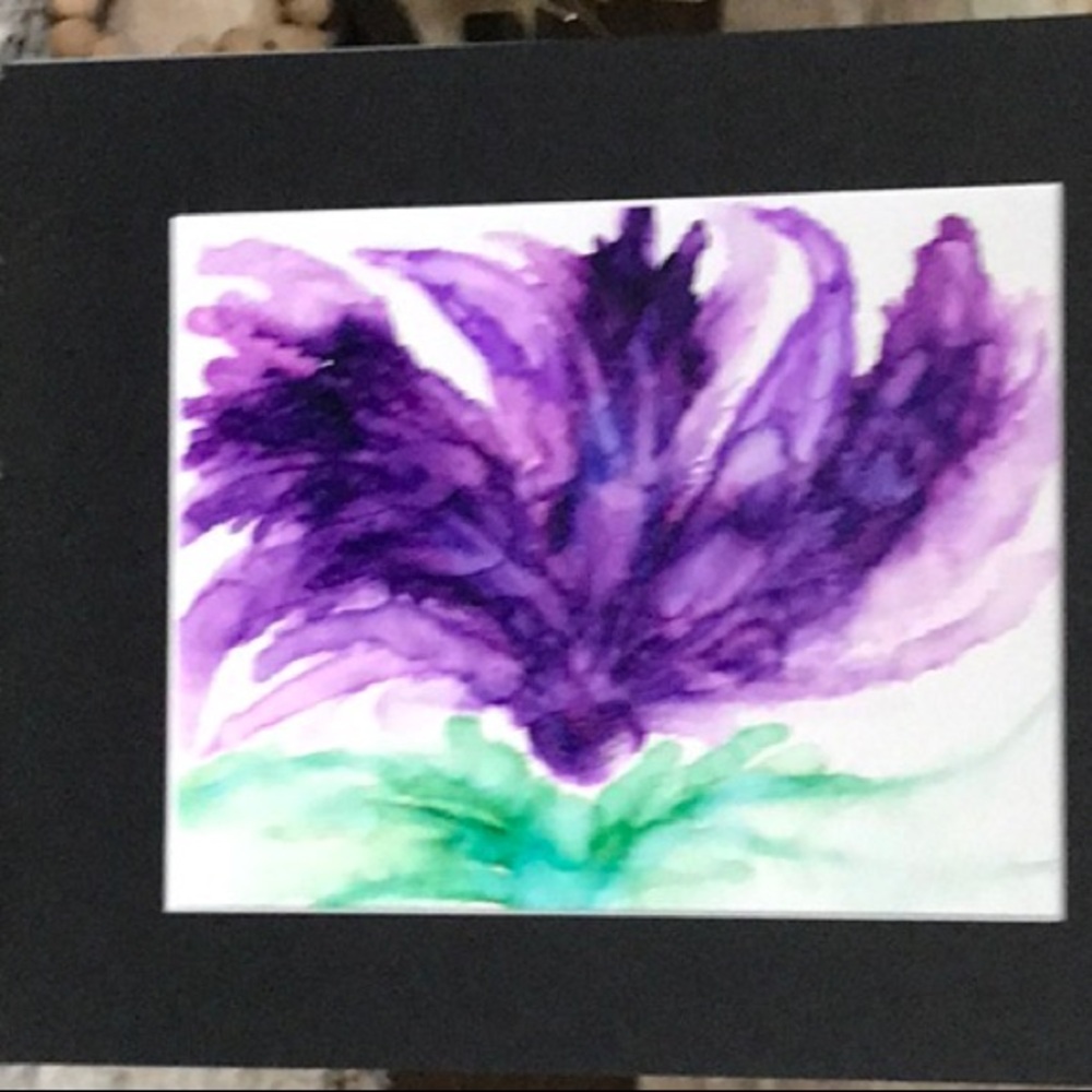 Handcrafted original abstract alcohol ink wall decor purple painting - Picture 7 of 9